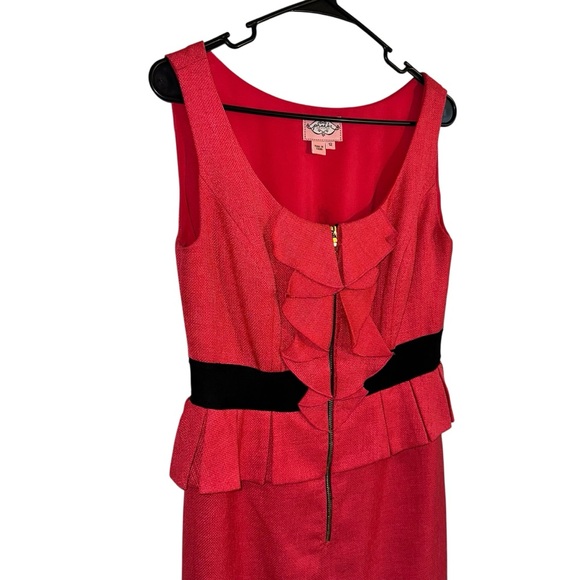 Phoebe Couture Raspberry Tweed Peplumed Zipper Front Dress Size 12 - Picture 4 of 8